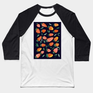 Watercolors strawberries - orange on dark background Baseball T-Shirt